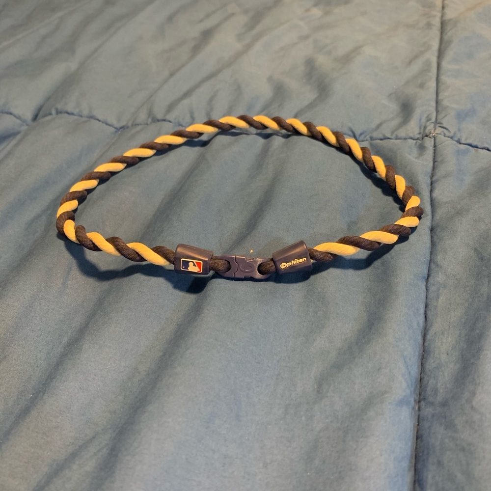 Phiten Navy and White Tornado MLB Necklace